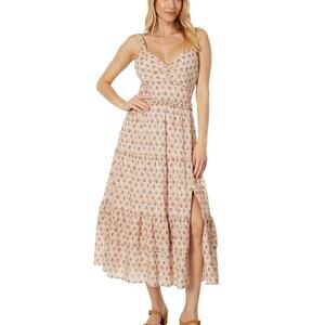 Paige Floral Midi Dress Women’s M Smocked Back Tiered Boho Cottagecore